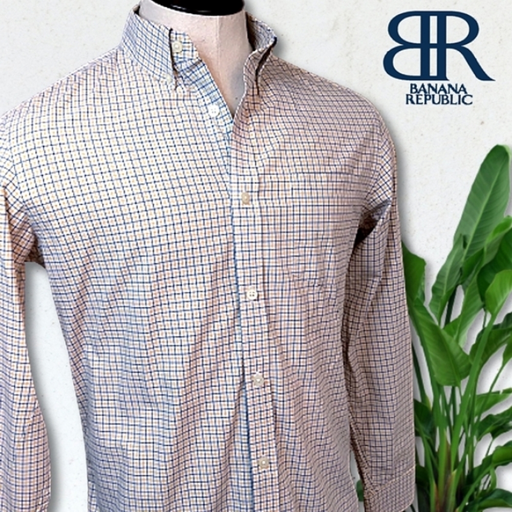Banana Republic | Longsleeve Blue & Yellow Plaid Button-down Shirt, Men's Medium